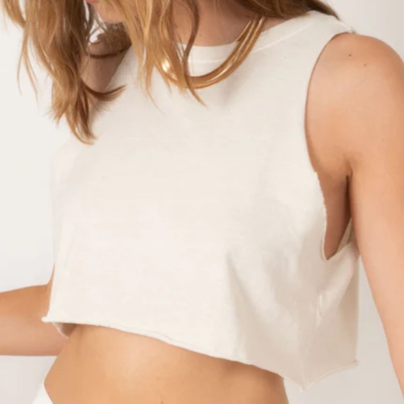 Animari OVERSIZED CROP MUSCLE TANK - VANILLA - Picture 3 of 4